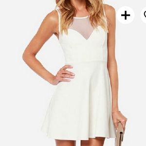 - Lulu's  White Skater Dress With Bow Detail